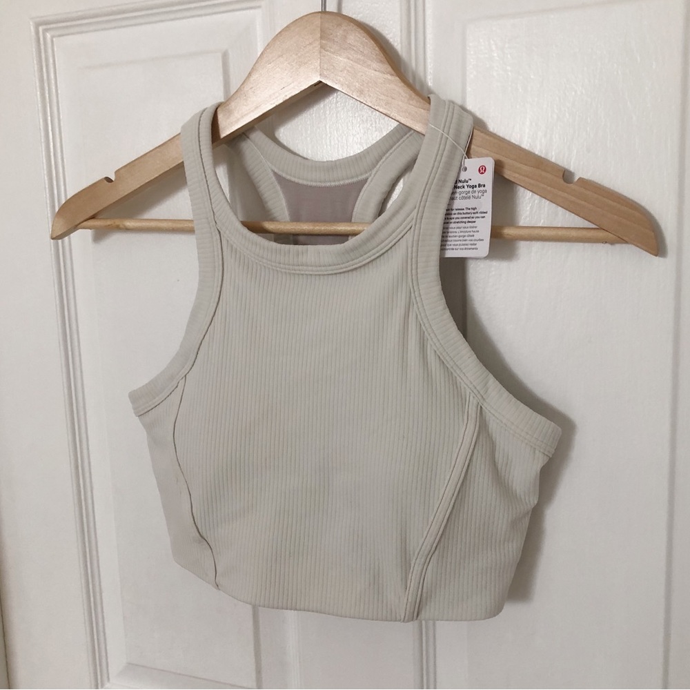 NWT Lululemon Ribbed Nulu High-Neck Yoga Bra in Bone Size 10